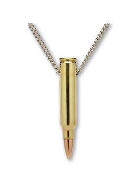 REMINGTON 223 bullet necklace hand polished brass & copper finish 20" neck chain